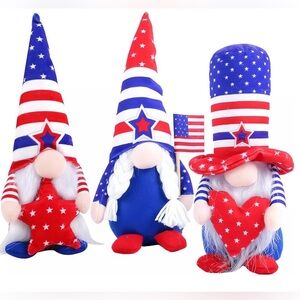 Patriotic Gnome Trio with Stars and Stripes -New- 11”design